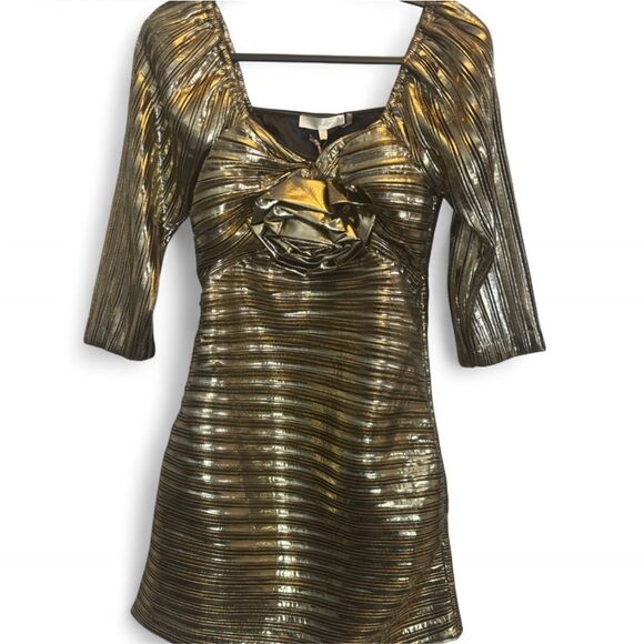 NWT LoveShackFancy Gold Mini Dress 6 - Picture 7 of 12